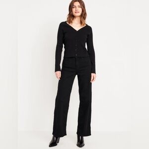 Old Navy Black High-Rise Wide Leg Jeans